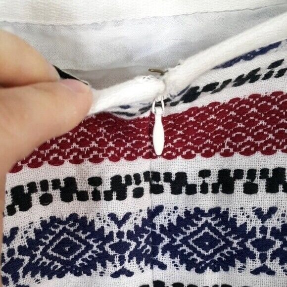 Madewell Jacquard Gamine Lined Mini Short Skirt Red White Blue Size 2 Embroider - Picture 4 of 8